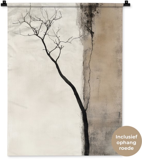 Tapisserie murale 60x80 cm - Toile murale Wabi sabi - Végétal - Beige - Tapisserie - Tapisseries