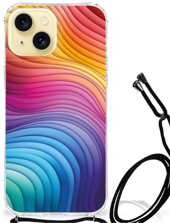 Coque antichoc adaptée à iPhone 15 Rainbow