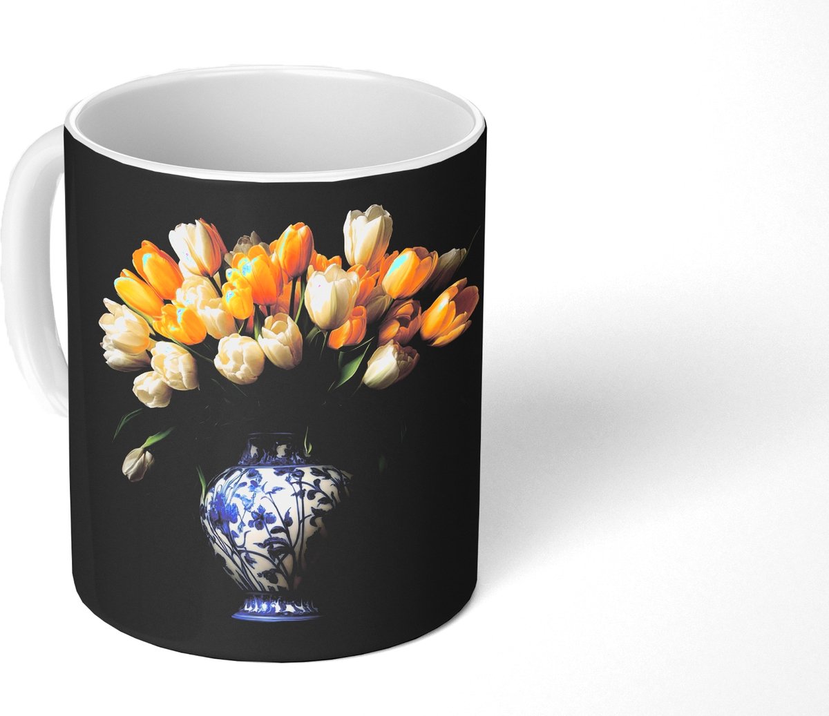 Mok - Koffiemok - Geel - Tulpen - Vaas - Bloemen - Mokken - 350 ML - Beker - Koffiemokken - Theemok