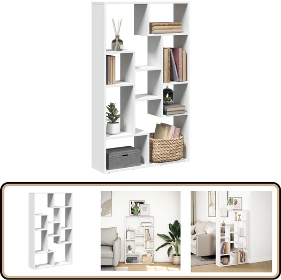 vidaXL - Bibliothèque - 72x20x120 - cm - décoré - bois - blanc