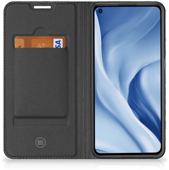 Stand Case Xiaomi Mi 11 Lite Case avec texte laisse gris