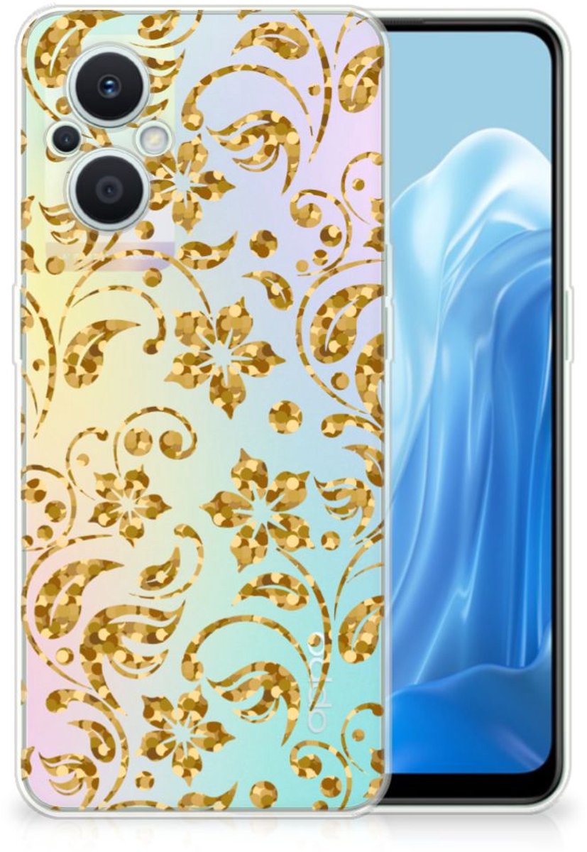 OPPO Reno8 Lite TPU Case Gouden Bloemen