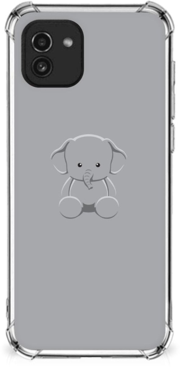 Back Cover voor Samsung Galaxy A03 Stevig Bumper Hoesje Grijs Baby Olifant