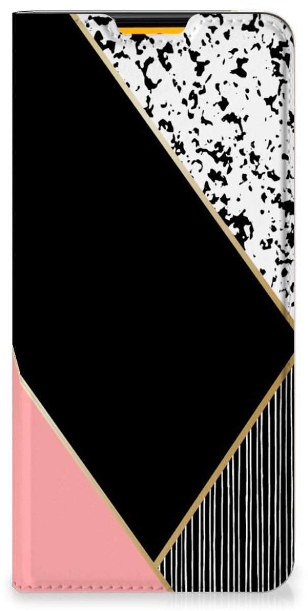 Samsung Galaxy M52 Stand Case Zwart Roze Vormen