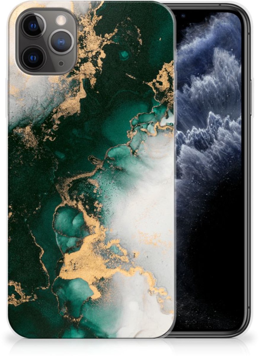 TPU Siliconen Hoesje voor Apple iPhone 11 Pro Max Marmer Groen