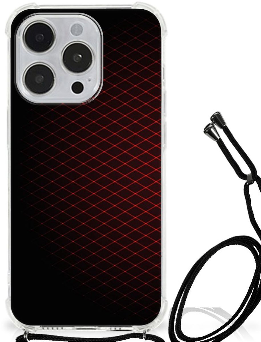 iPhone 14 Pro Max Doorzichtige Silicone Hoesje Geruit Rood