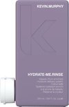Bouteille KEVIN.MURPHY Hydrate-Me.Rinse violette avec logo K, bouchon blanc et informations produit.