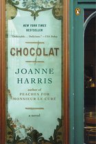 Boekcover van 'Chocolat' door Joanne Harris, New York Times Bestseller, met de tekst "Delectable... Delicious."