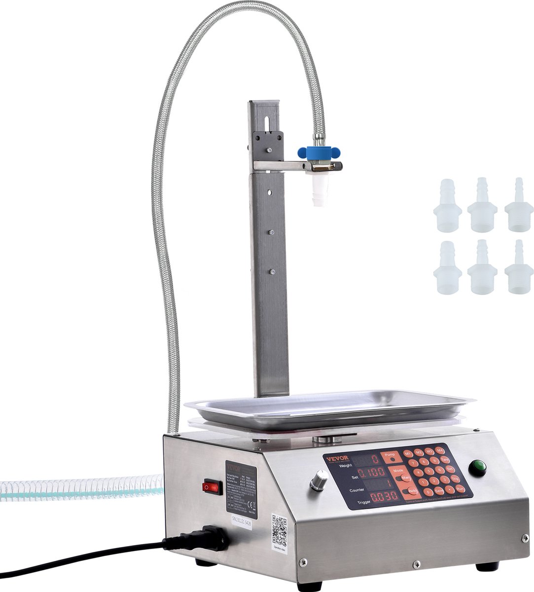 VEVOR Vloeistofvulmachine, 30-15000 G Weegcapaciteit, Automatische Flessenvulmachine, Bottelmachine, Digitale Bediening voor Melk, Water, Olie, Wijn, Dranken, Wasmiddelen, Shampoo (Enkel