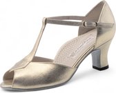 Werner Kern Paulette Dames Dansschoenen - Goud Leer - Peeptoe en T bandje - Comfort Voetbed - Suede Zool - Ballroom, Latin, Salsa - Werner Kern - Goud - 38 2/3