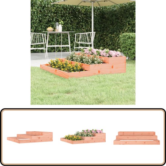 vidaXL Jardinière Bois de Douglas - Conception en cascade - 107 x 107 x 27 cm - Jardinière décorative - Pot de fleurs