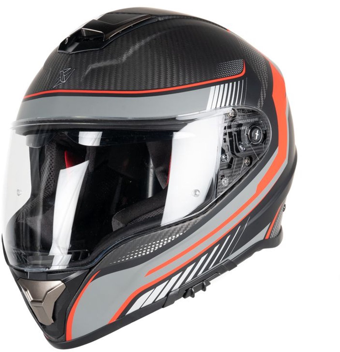 Motor Integraal Helm CONTINENTAL CARBON STICKER MAT 22,06 Mat koolstofgrijs/rood XL van MOTOBLOUZ