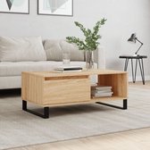 The Living Store Table basse – Chêne Sonoma – Table d'appoint avec tiroir – 90 x 50 x 36,5 cm – Bois et métal durables