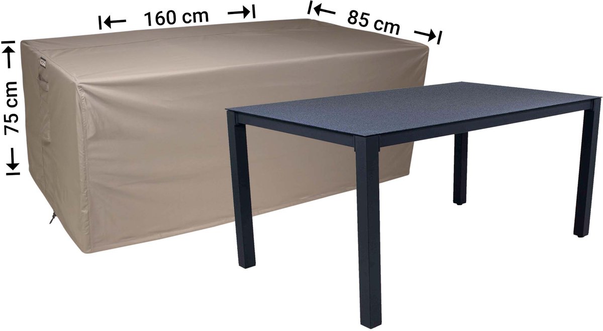 Raffles Covers Beschermhoes tuintafel - 160 x 80 H: 75 cm - RT160small - Waterdicht - Ademend - UV-bestendig - Elastisch rijgkoord - Beschermhoes tuinmeubelen