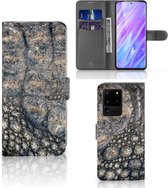 Book Case Geschikt voor Samsung Galaxy S20 Ultra Telefoonhoesje met Pasjes Krokodillenprint