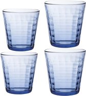 Drinkglazen/waterglazen Prisme set blauw 220/275 ml - 16-delig - koffie/thee glazen