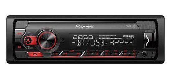 Split stopverf zuiger Pioneer MVH-S320BT Autoradio Enkel din Rood-USB-Bluetooth - 4 x 50 W |  bol.com