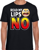 Funny emoticon t-shirt Read my lips NO zwart heren S