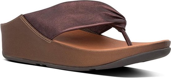 FitFlop Twiss Leather teenslippers dames bruin \