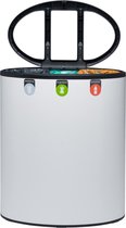 Binc afvalscheidingsbak 50 liter wit open deksel 3 fracties - 4 wielen