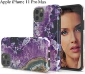 Apple iPhone 11 Pro Max Marmor Stone Back Cover Hoesje - Paars