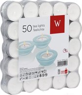 50x Witte theelichtjes/waxinelichtjes 4 branduren - Geurloze kaarsen