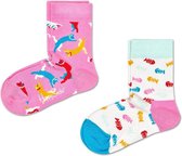 Happy Socks Sokken 2-Pack Cat Socks Roze Maat:0-12 mnd