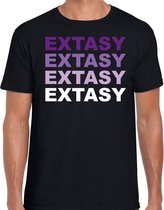 Extasy fun t-shirt zwart met paarse bedrukking voor heren - XTC - shirt/kleding S