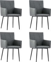 Eetkamerstoelen met armleuningen 4 st stof donkergrijs