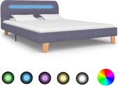 Bedframe met LED stof lichtgrijs 140x200 cm