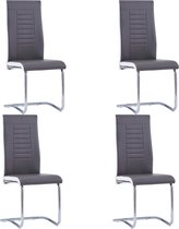 Eetkamerstoelen 4 st kunstleer grijs