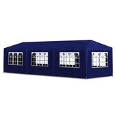 Partytent - Staal en PE - 9 x 3 x 2,55 m - Blauw - 3x9 m