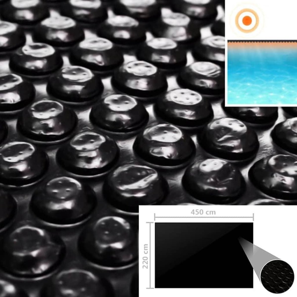 Zwembadhoes 450x220 cm PE zwart