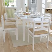 Eetkamerstoelen 6 st massief hout en fluweel wit (incl. Anti-krasviltjes)
