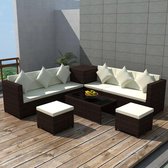 8-delige Loungeset met kussens poly rattan bruin (incl. Fleecedeken)