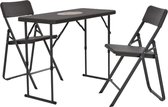 3-delige Bistroset inklapbaar rattan-look HDPE bruin