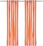 Gordijnen met metalen ringen 2 st 140x225 cm stof oranje streep