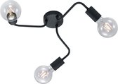 LED Plafondlamp - Trion Dolla - E27 Fitting - 3-lichts - Rond - Mat Zwart - Aluminium - BES LED