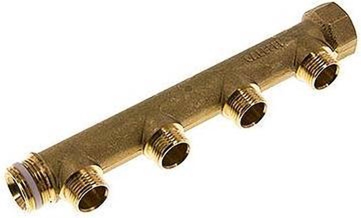 G 3/4'' x 4xG 1/2'' F/M/M Messing Verdeelstang 10 Bar - FLM-FMM-B-034G-012G-4M