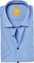 Redmond modern fit overhemd - korte mouw - blauw (contrast) - Strijkvriendelijk - Boordmaat: 39/40