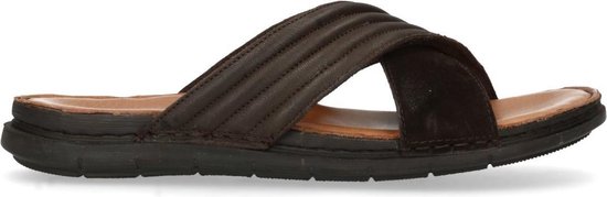 No Stress - Heren - Bruine leren slippers - Maat 44 | bol.com