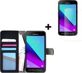Samsung Galaxy Xcover 4 hoesje - Samsung Galaxy Screenprotector - Bookcase- Samsung Wallet Y Portemonnee Case Zwart + Screenprotector Tempered Glass