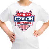 Tsjechie / Czech schild supporter  t-shirt wit voor kinderen XS (110-116)