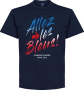 Frankrijk Allez Les Bleus WK Winners 2018 T-Shirt - Navy - M