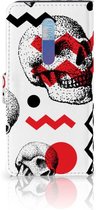 Coque Xiaomi Redmi K20 Pro PU Cuir Premium Flip Case pour Crâne Rouge