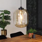 Bronx71® Hanglamp industrieel Amber 45 cm - 1 lichts - Hanglamp glas - Hanglampen eetkamer
