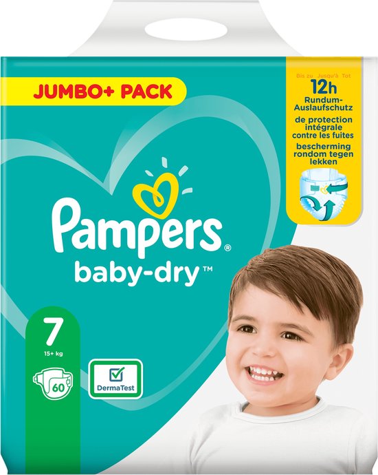 Pampers Baby Dry Maat 7 60 Luiers Tot 12 Uur Bescherming 15kg