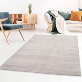 Effen vloerkleed velours Gala - grijs 200x200 cm