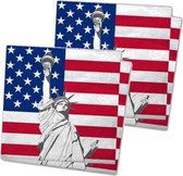 40x Amerika/Verenigde Staten landen vlag thema servetten 33 x 33 cm - Papieren wegwerp servetjes - Amerikaanse/USA vlag/Vrijheidsbeeld feestartikelen - Landen decoratie