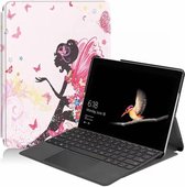 Case2go - Tablet Hoes geschikt voor Microsoft Surface Go - Tri-Fold Book Case - Flower fairy